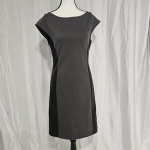 Alice + Olivia Gray Knit Dress W/ Leather Detail Size Large
